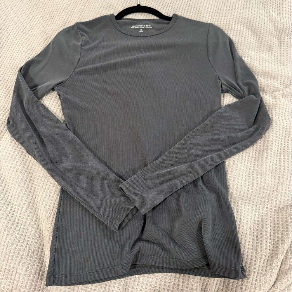 Abercrombie and Fitch essential gray ribbed modal long sleeve tee